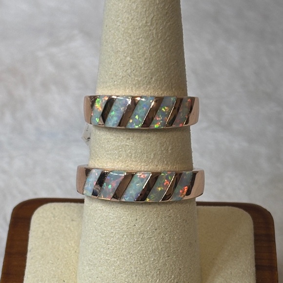 Jewelry - Lab Opal Band Ring 18k Rose Gold Filled